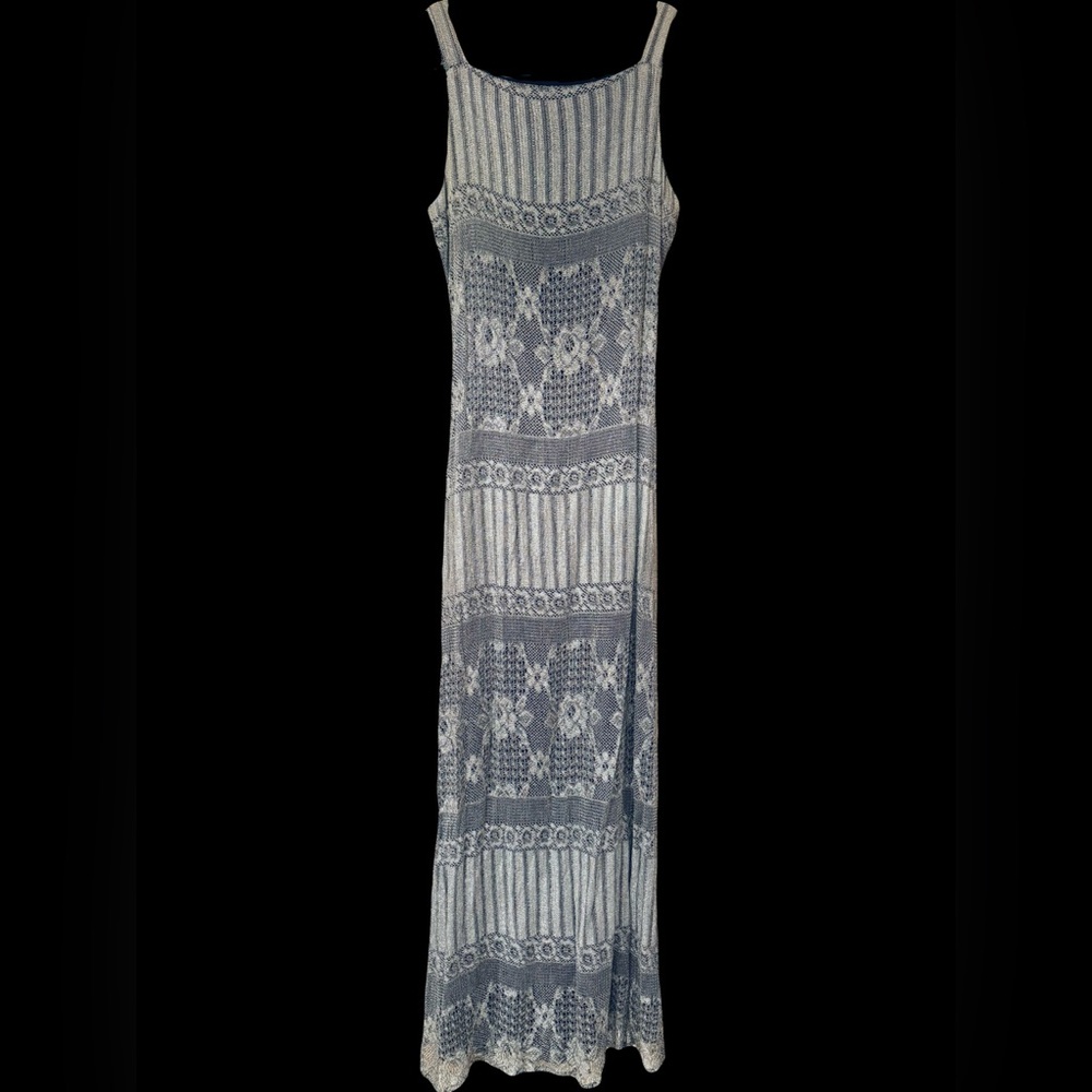 Chic Blue Patterned Maxi Dress